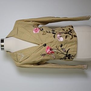 Paparazzi By Biz Embroidered Blazer Long Sleeve Floral Size S